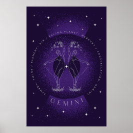 Póster Retrato Poster Gemini elegante y violeta oscuro