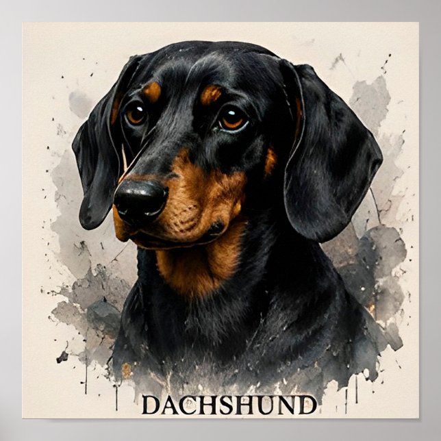Póster Retrato Premium de Perro Wiener Dachshund (Frente)