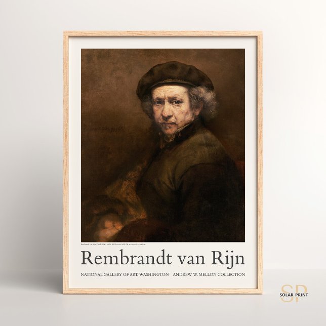 Póster Retrato propio de Rembrandt con Beret y giro (Subido por el creador)