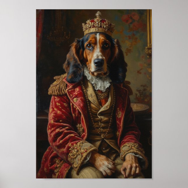 Póster Retrato Real de Basset Hound (Frente)