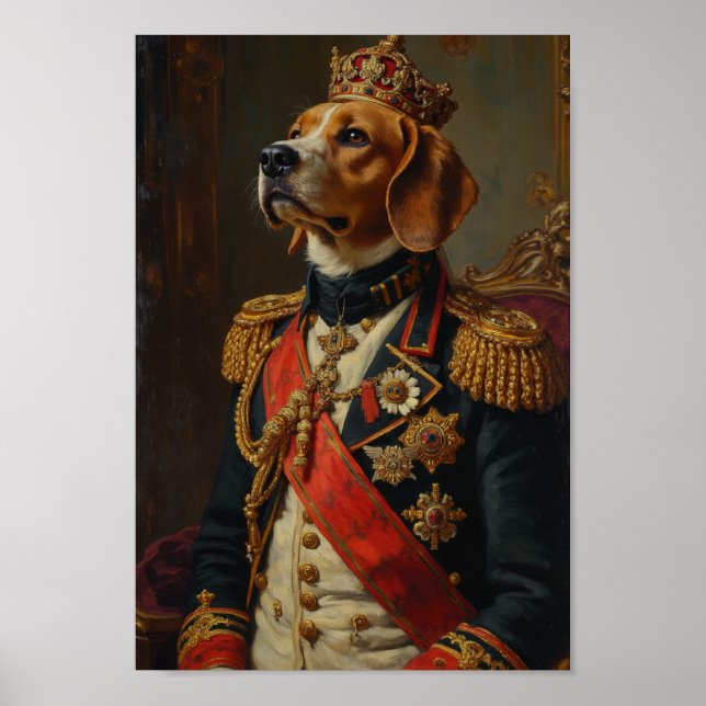 Póster Retrato Real de Beagle (Frente)