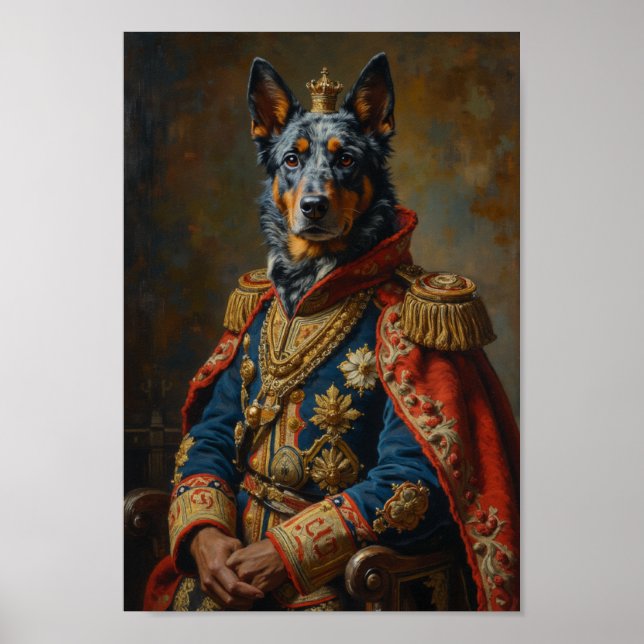 Póster Retrato Real de Blue Heeler (Frente)
