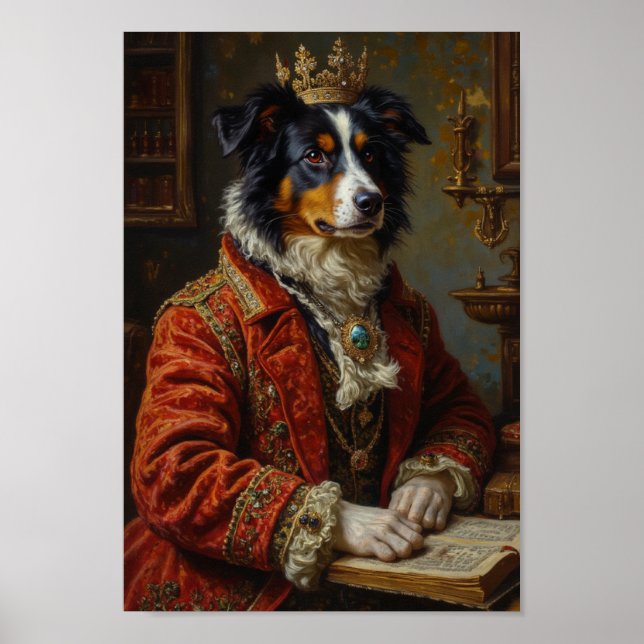 Póster Retrato Real de Border Collie (Frente)