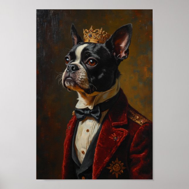 Póster Retrato Real de Boston Terrier (Frente)