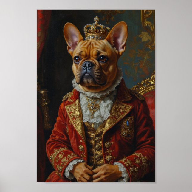 Póster Retrato Real de Bulldog Francés (Frente)