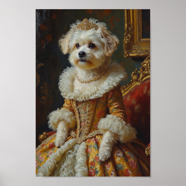 Póster Retrato Real de Coton de Tulear (Frente)
