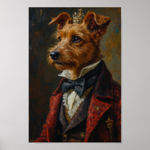 Póster Retrato Real de Fox Terrier de Pelo Duro