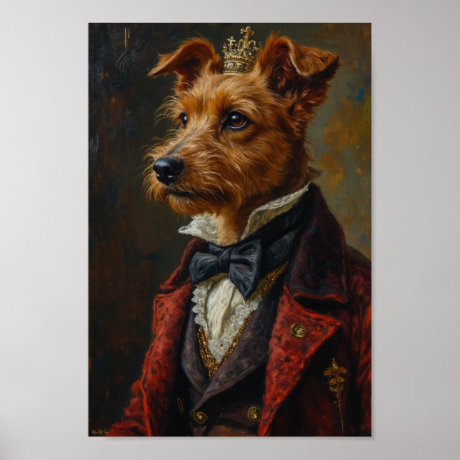 Póster Retrato Real de Fox Terrier de Pelo Duro (Frente)