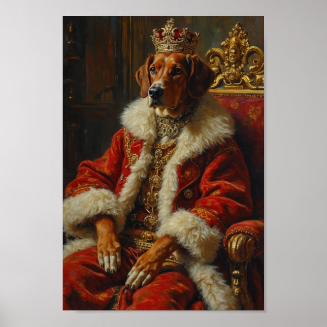 Póster Retrato Real de Foxhound Americano Inglés (Frente)