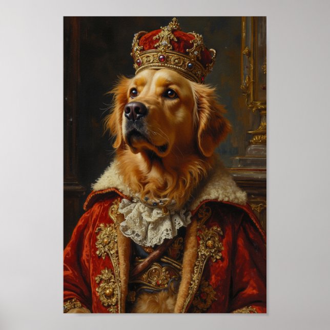 Póster Retrato Real de Golden Retriever (Frente)