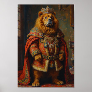 Póster Retrato Real de Mastín Tibetano