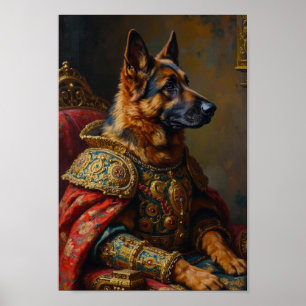 Póster Retrato Real de Pastor Alemán