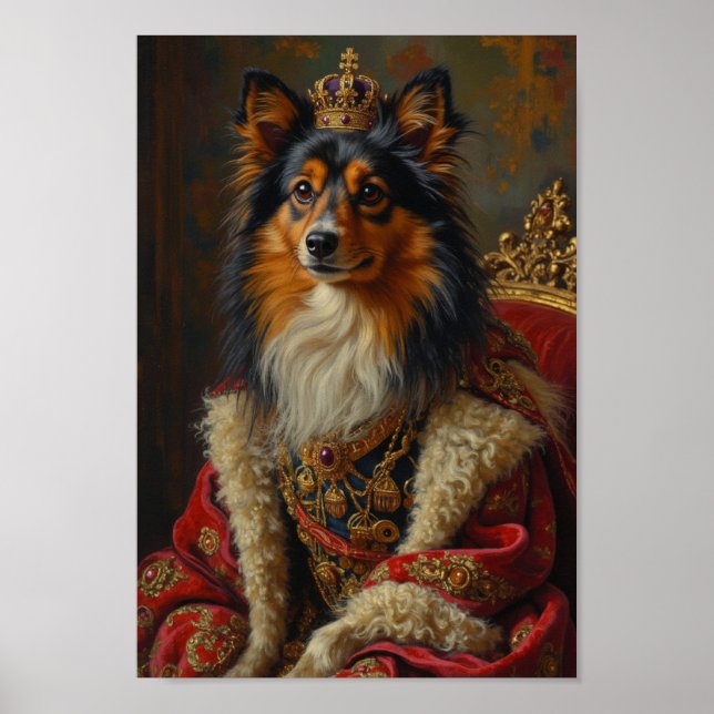 Póster Retrato Real de Perro de Pastoreo de Shetland (Frente)