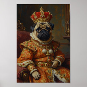 Póster Retrato Real de Pug