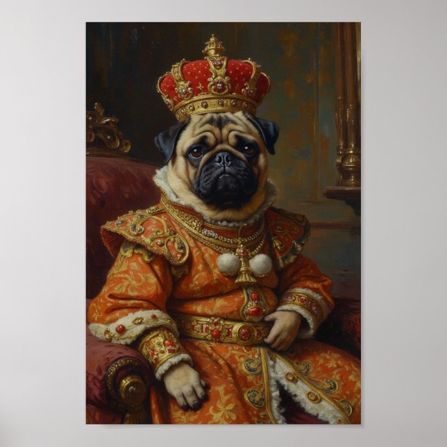 Póster Retrato Real de Pug (Frente)