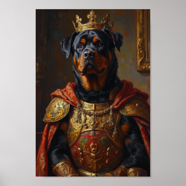 Póster Retrato Real de Rottweiler (Frente)