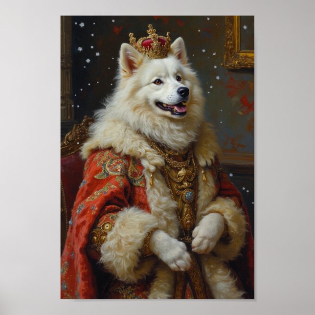 Póster Retrato Real de Samoyedo (Frente)