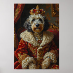 Póster Retrato Real del Perro Pastor Inglés Antiguo