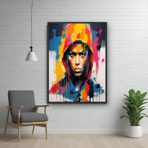 Póster Retrato rebelde audaz y vibrante - Arte abstracto