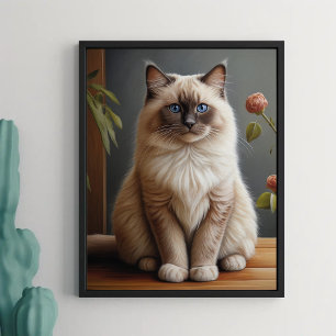 Póster Retrato Regal Ragdoll Cat Fluffy Blue Eyed