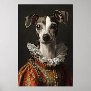Póster Retrato renacentista de galgo italiano, perro dive
