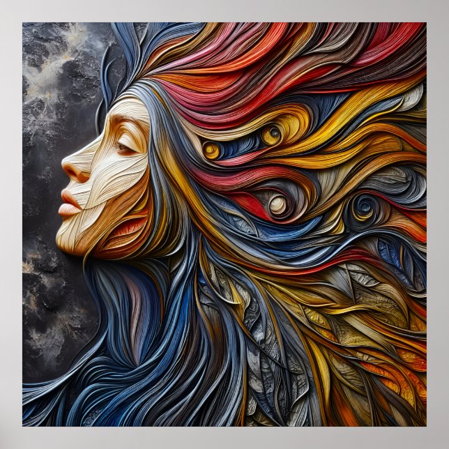 Póster Retrato Resumen De La Mujer Con Arrogancia (Frente)