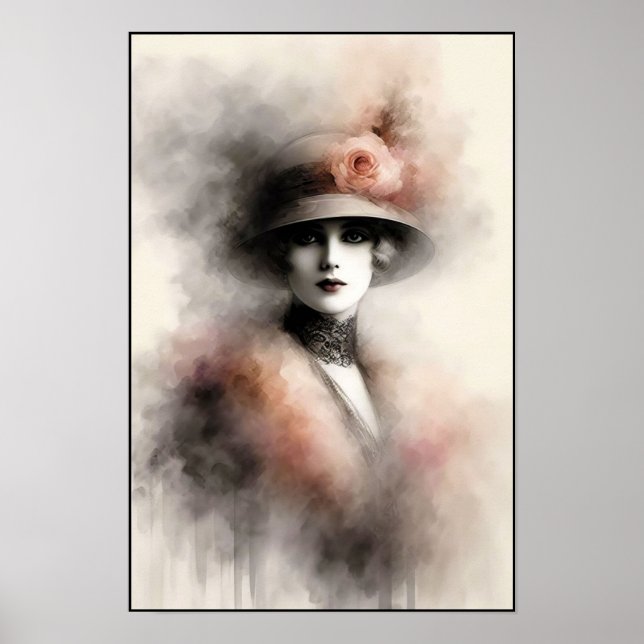 Póster Retrato Retro Borroso de Elegancia (Frente)