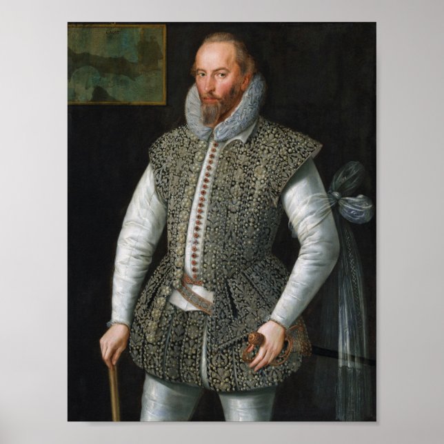 Póster Retrato Sir Walter Raleigh - William Segar (Frente)