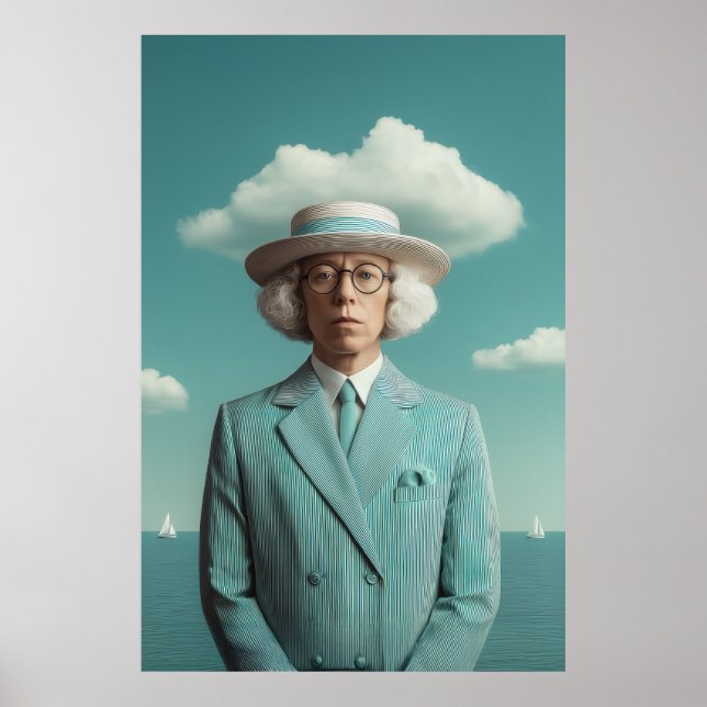 Póster Retrato Surreal De Caballeros De La Playa (Frente)