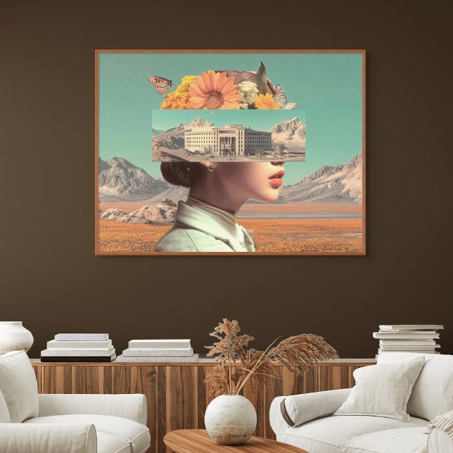 Póster Retrato surrealista con paisaje arquitectónico (Surreal Portrait with Architectural Landscape)