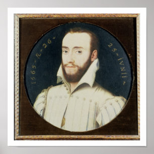 Póster Retrato T34055 de un caballero barbudo, envejecido