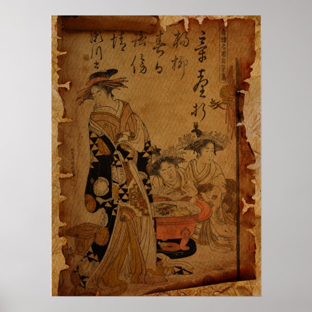 Póster Retrato tradicional de mujeres japonesas (Frente)