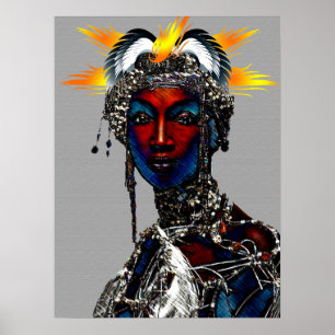 Póster Retrato tribal de reina africana