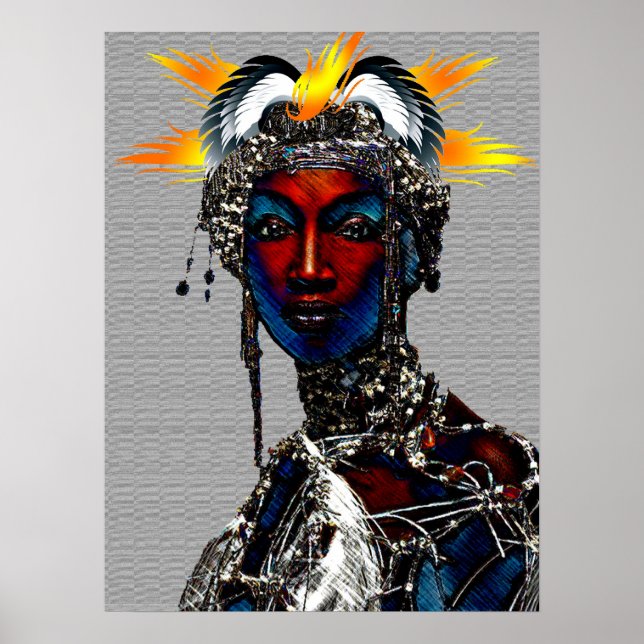 Póster Retrato tribal de reina africana (Frente)