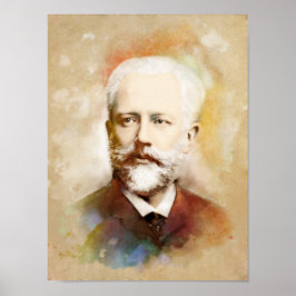 Póster Retrato Tschaikowski/Tchaikovsky, estilo Aquarell