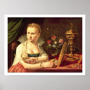 Póster Retrato vanitas de una dama que se cree es Clara