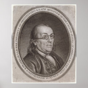 Póster Retrato vintage de Ben Franklin (1787)