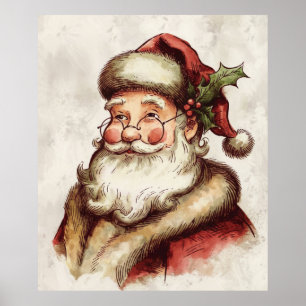 Póster Retrato vintage de Santa Claus