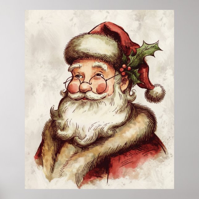 Póster Retrato vintage de Santa Claus (Frente)