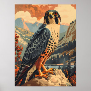 Póster Retrato vintage de un Halcón Merlin
