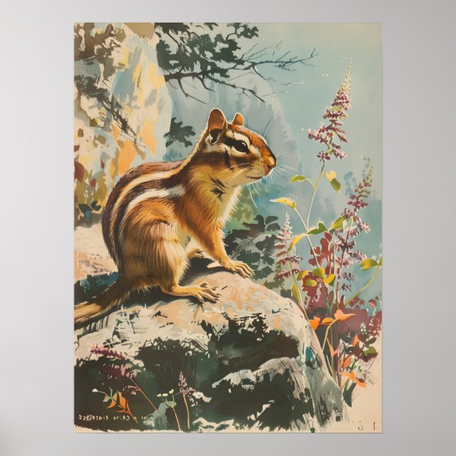 Póster Retrato vintage del Chipmunk oriental (Frente)