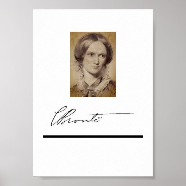 Póster Retrato y firma de Charlotte Brontë (Frente)