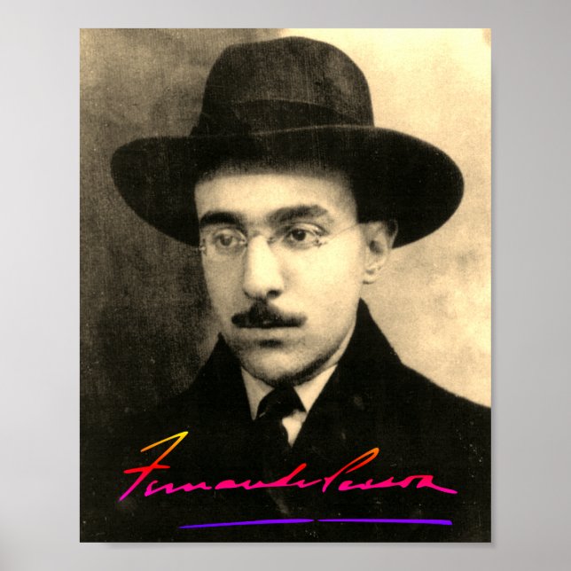 Póster Retrato y firma de Fernando Pessoa (Frente)