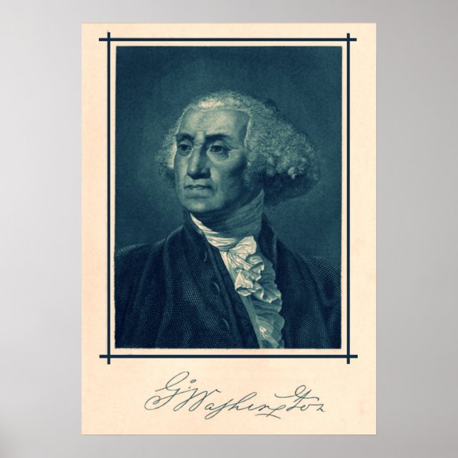 Póster Retrato y firma de George Washington (Frente)