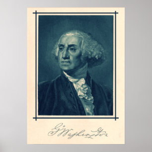 Póster Retrato y firma de George Washington