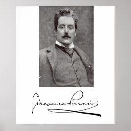 Póster Retrato y firma de Giacomo Puccini