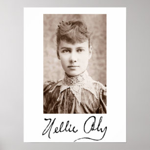 Póster Retrato y firma de Nellie Bly
