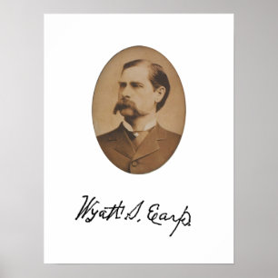 Póster Retrato y firma de Wyatt Earp