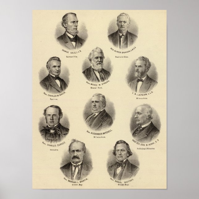 Póster Retratos de George Gale, Alfred Brunson (Frente)