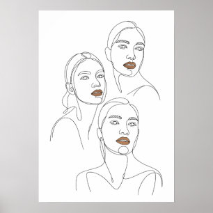 Póster Retratos de mujeres con líneas minimalistas